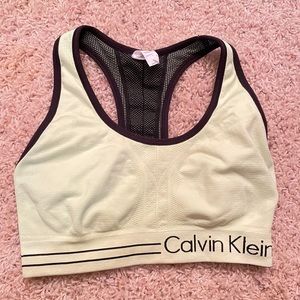 Neon yellow Calvin Klein sports bra